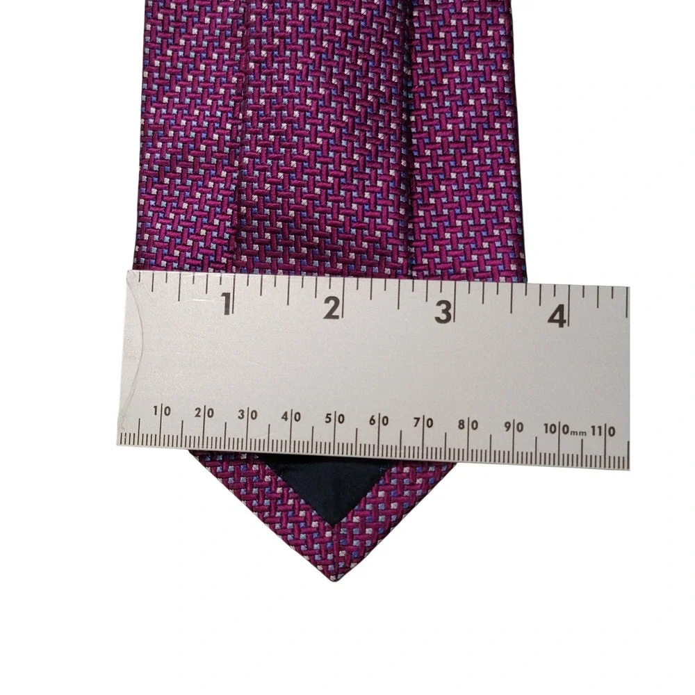 Charles Tyrwhitt Mens Purple Geometric Silk Necktie‎ Jermyn Street London